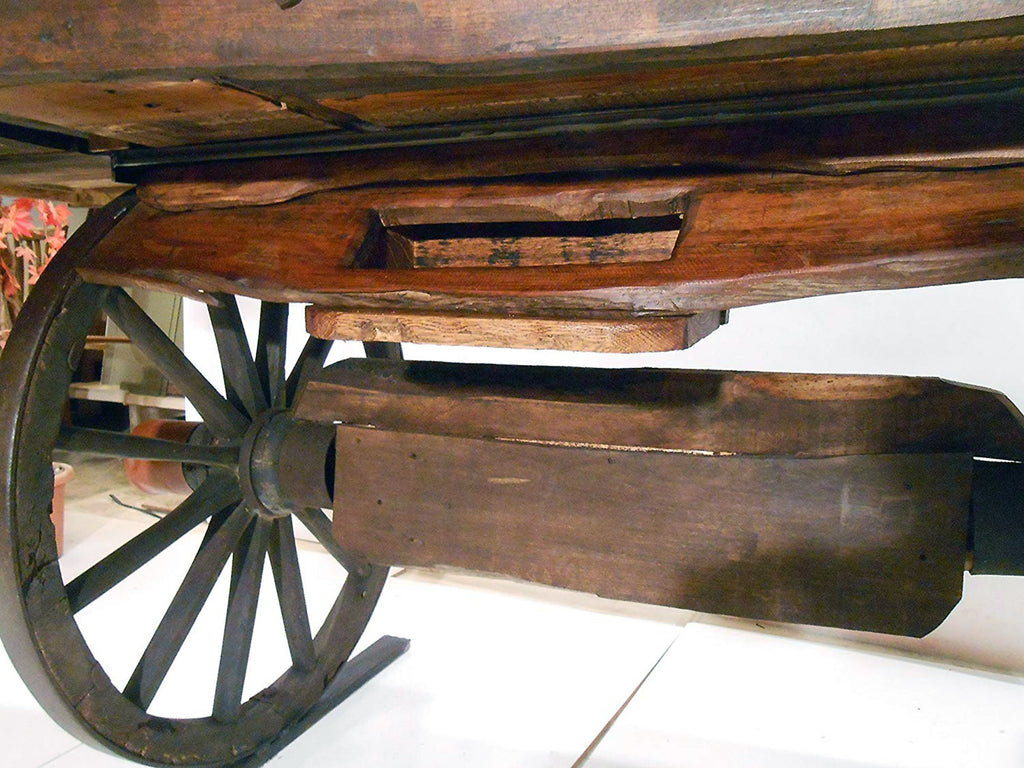 Originale Tischlerbank für Möbel, montiert auf Vintage-Wagenrädern, 200 x 80 x 100 cm, maßgefertigt und auf Bestellung gefertigt