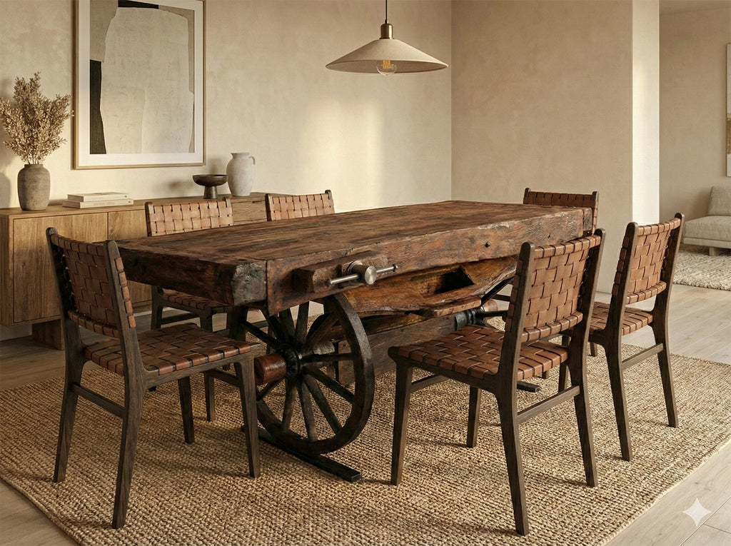 Originale Tischlerbank für Möbel, montiert auf Vintage-Wagenrädern, 200 x 80 x 100 cm, maßgefertigt und auf Bestellung gefertigt