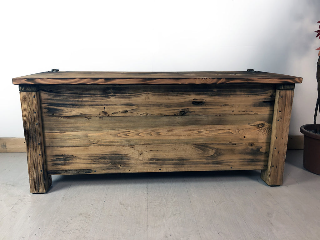 Trunk chest furniture hallway entrance veranda COUNTRY style solid antique ash wood 100x40xh50 cm