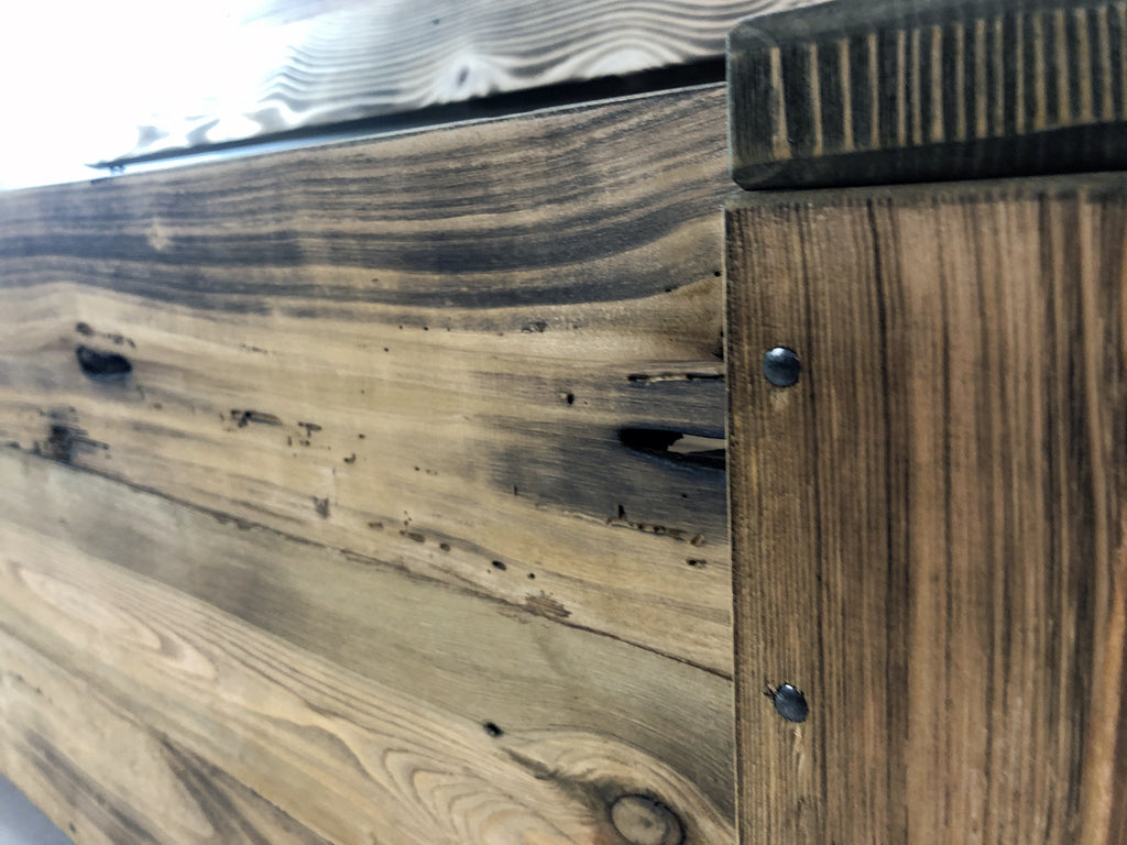 Trunk chest furniture hallway entrance veranda COUNTRY style solid antique ash wood 100x40xh50 cm