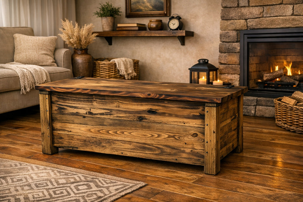 Trunk chest furniture hallway entrance veranda COUNTRY style solid antique ash wood 100x40xh50 cm