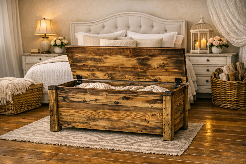 Trunk chest furniture hallway entrance veranda COUNTRY style solid antique ash wood 100x40xh50 cm