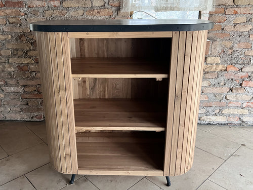 OVAL Console Table in INDUSTRIAL style in solid wood TOP and metal feet 105x55xh108cm CUSTOMIZABLE