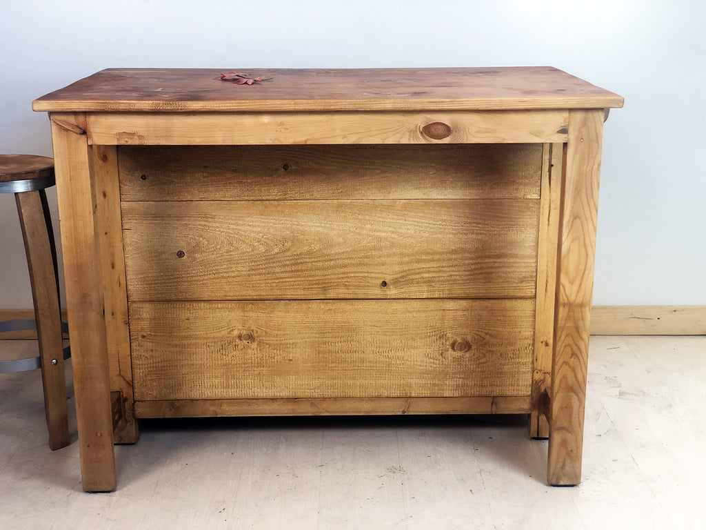 Workbench / kitchen island for RUSTIC style furniture in solid wood 1 drawer 150x70xh80 cm 