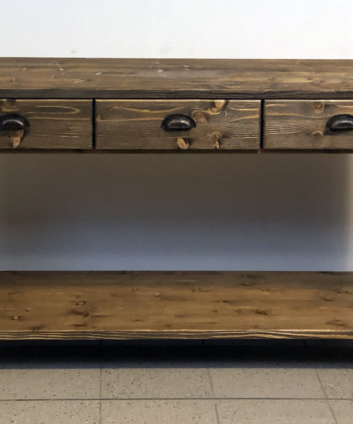 Workbench / kitchen island for RUSTIC style furniture in solid wood 1 drawer 150x70xh80 cm 