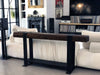 Consolle INDUSTRIAL in ferro e legno antico da riciclo – design artigianale 200×30×H80 cm – stile moderno e rustico