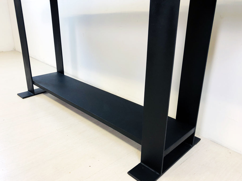 Consolle INDUSTRIAL in ferro e legno antico da riciclo – design artigianale 200×30×H80 cm – stile moderno e rustico