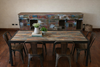 Credenza Madia modello Marilena stile industrial shabby multicolore in legno con 2 ante scorrevoli e 12 cassetti – 300×40×80 cm