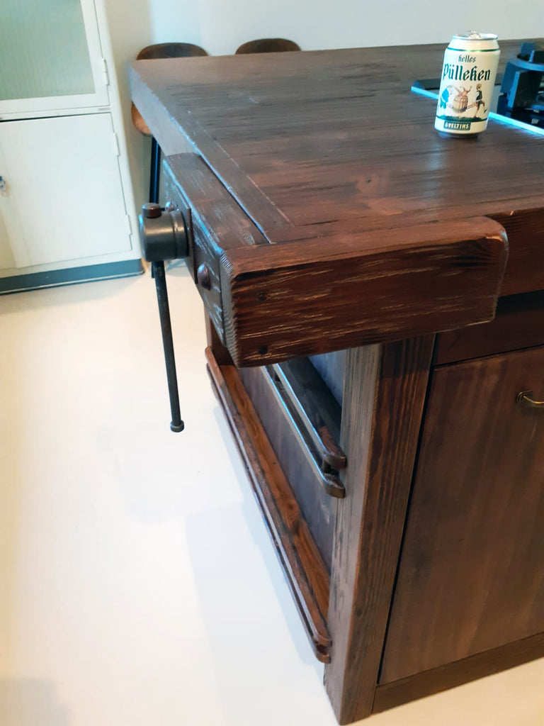 Kitchen + island MUNSTER INDUSTRIAL style 300x65xh90cm + 240x120xH100cm in solid wood and CUSTOM