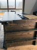 Linear kitchen with column and island INDUSTRIAL style kitchen entirely in solid wood 