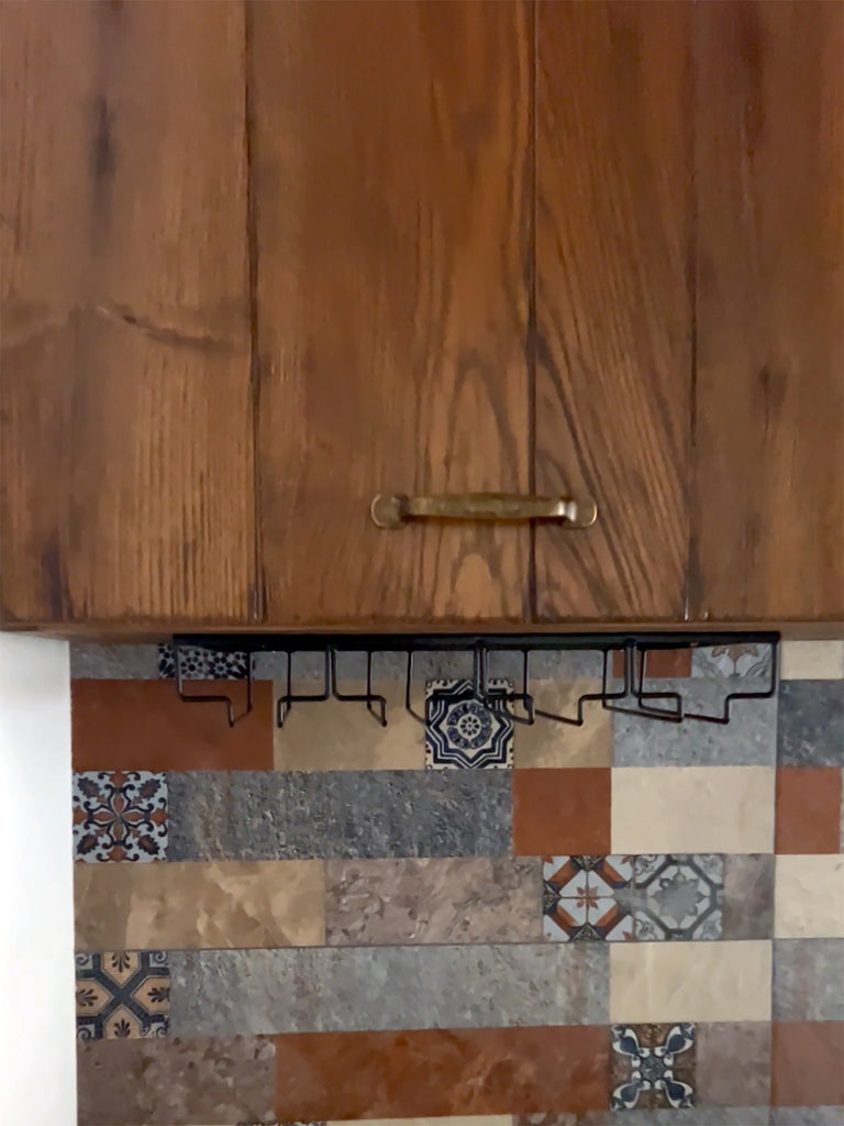 Linear kitchen with column and island INDUSTRIAL style kitchen entirely in solid wood 