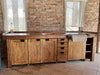 Cucina da 280x80xh92cm + Isola da 160x80xh92cm modello ESSEN stile INDUSTRIAL in legno massello di abete e frassino