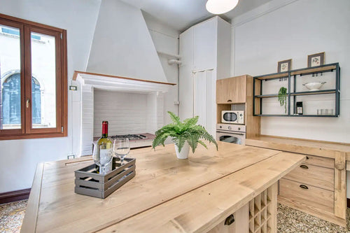 Cucina modello Rialto mobile con colonna 210x64xh90cm  + Isola personalizzata con lato snack a ribalta 150X90XH100cm scolapiatti e pensili in metallo TUTTO SU MISURA