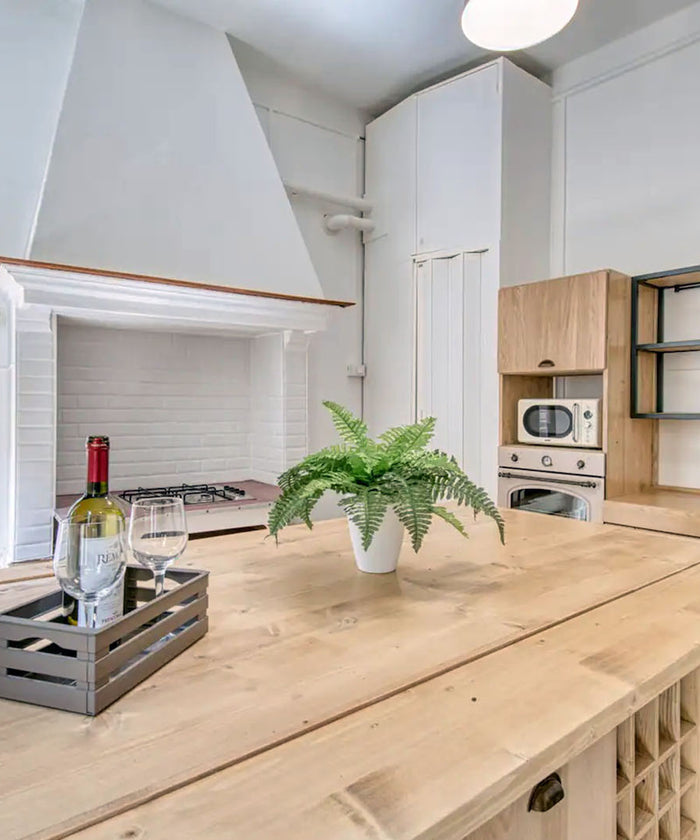 Kitchen model Rialto mobile with column 210x64xh90cm + Customized island with drop-down snack side 150X90XH100cm dish drainer and metal wall units ALL CUSTOM MADE