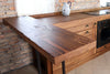 Cucina angolare MONACO stile COUNTRY in legno massello con tavolo snack a ribalta 310-205x65xh88cm