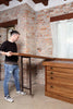 Cucina angolare MONACO stile COUNTRY in legno massello con tavolo snack a ribalta 310-205x65xh88cm