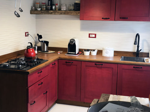 Corner kitchen in NEOCLASSIC style in solid wood with provision for appliances, dimensions 210-150x65xh230cm + column