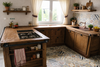 INDUSTRIAL / COUNTRY style horseshoe kitchen LIVED ALL IN solid wood preparation for household appliances 200x200x340 cm