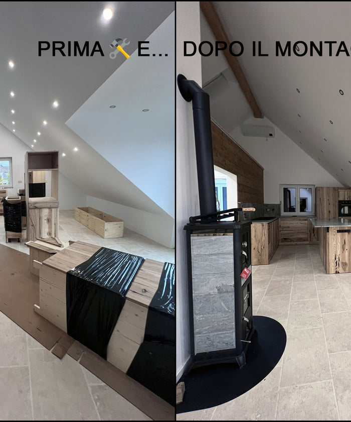 Linear kitchen model Venezia 330cm modern wall + country island 230x220xh95 cm All solid wood customizable to measure