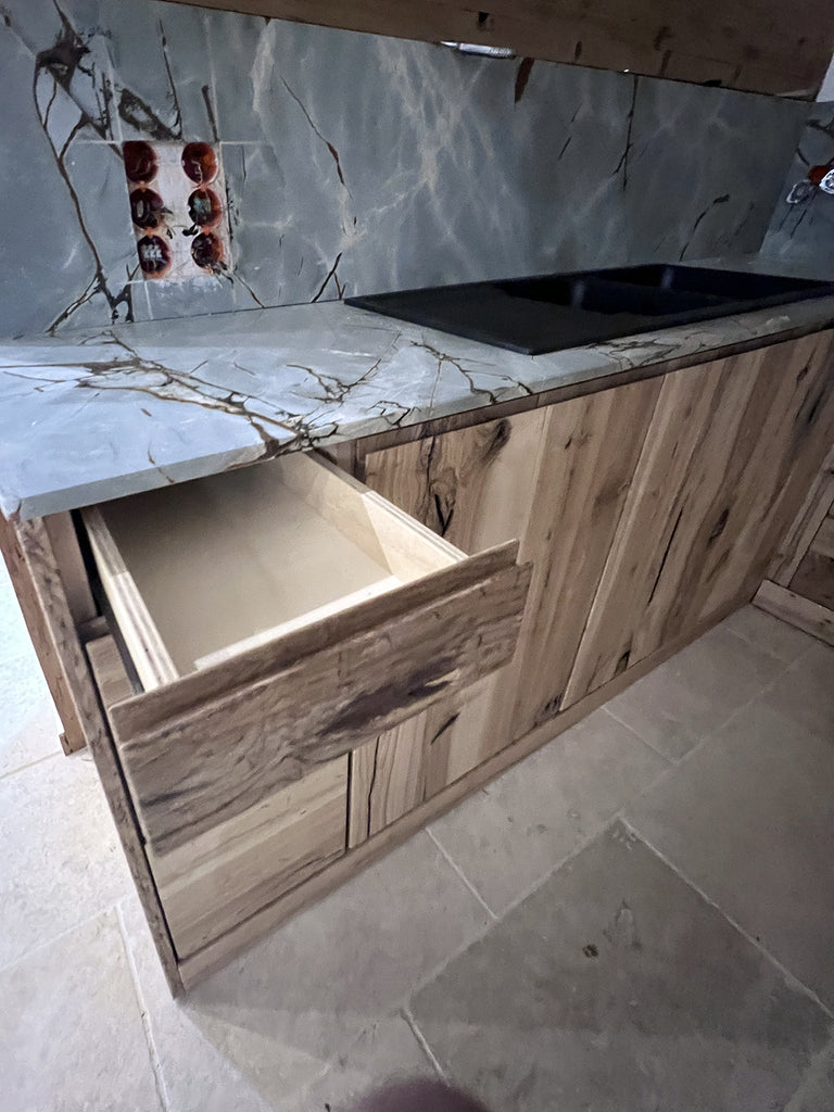 Linear kitchen model Venezia 330cm modern wall + country island 230x220xh95 cm All solid wood customizable to measure