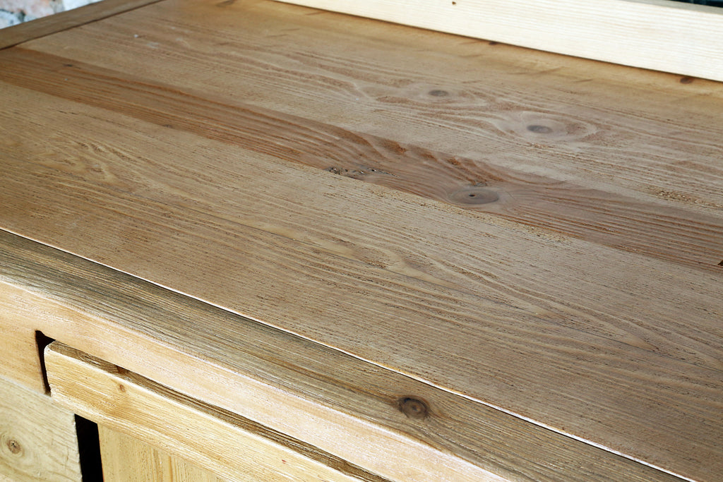 Cucina lineare stile RUSTICO / COUNTRY / VISSUTO in legno massello con predisposizione elettrodomestici misure 330x65xh87cm
