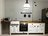 Cucina in bianco SHABBY in legno massello con predisposizione elettrodomestici 320x80xh86 cm SU MISURA