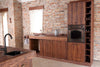 Cucina lineare con colonna e Isola Cucina in stile INDUSTRIAL interamente in legno massello