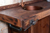 Cucina lineare con colonna e Isola Cucina in stile INDUSTRIAL interamente in legno massello