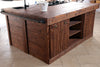 Cucina lineare con colonna e Isola Cucina in stile INDUSTRIAL interamente in legno massello
