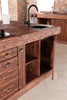 Cucina lineare con colonna e Isola Cucina in stile INDUSTRIAL interamente in legno massello