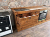 Cucina lineare stile COUNTRY modello ERICA da 400x65xh90cm + Isola su ruote da 140x70xh90cm tutto legno massello