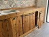 Cucina lineare stile COUNTRY modello ERICA da 400x65xh90cm + Isola su ruote da 140x70xh90cm tutto legno massello