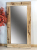 Specchio da appoggio stile INDUSTRIAL legno massello di frassino con graffe in ferro a vista misure 80xh200 cm