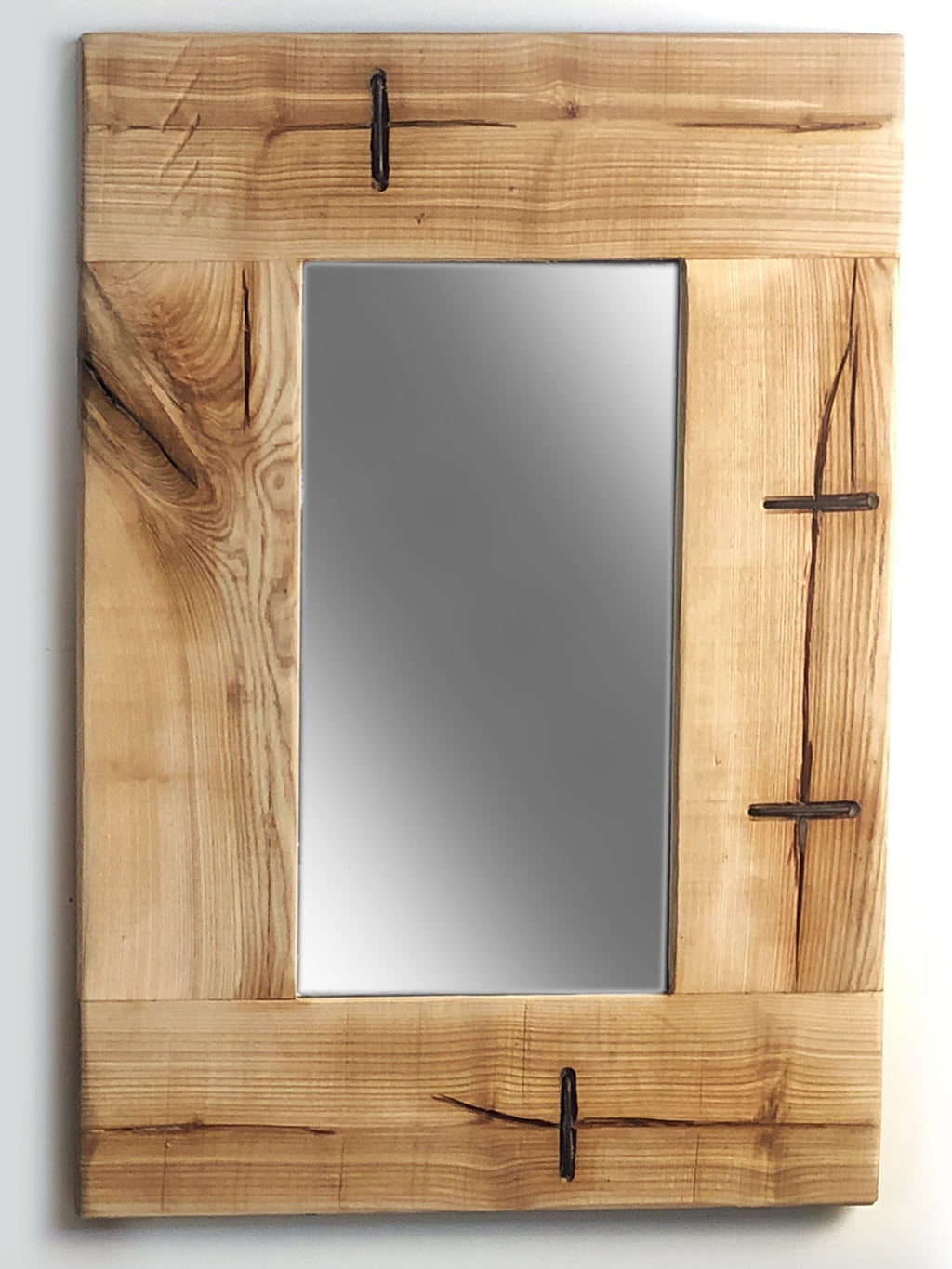 Specchio da parete stile INDUSTRIAL legno massello di frassino con gra – il  baule di nonna elvira