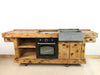 INDUSTRIAL style linear kitchen in solid wood, predisposition for appliances and stone sink 240x65xh85 cm