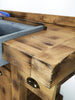 Cucina lineare stile INDUSTRIAL legno massello predisposizione elettrodomestici e lavabo in pietra 240x65xh85 cm