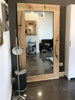 INDUSTRIAL style free-standing mirror in solid ash wood with visible iron staples, measures 80xh200 cm
