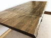 INDUSTRIAL style extendable kitchen table in debarked solid wood, inverted U-shaped iron legs, measures 140/180/220x90h78 cm