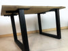 Kitchen table with extensions INDUSTRIAL style solid wood debarked and iron legs measures 140/180/220x90h78 cm