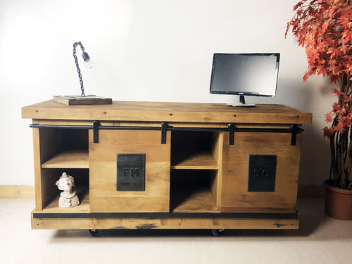 Mobile basso soggiorno salotto porta TV stile INDUSTRIAL legno massell – il  baule di nonna elvira