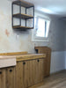 Cucina stile COUNTRY / RUSTICA frassino massello e abete con lavabo in pietra predisposizione lavastoviglie misure 280x65xh90 cm