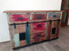 Sideboard sideboard INDUSTRIAL style living room solid wood sliding doors and drawers 160x50xh100 cm