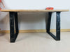 Tavolo fisso cucina o scrivania stile INDUSTRIAL legno massello di olmo e gambe in ferro a trapezio 150x78xh75 cm