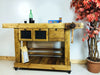 Carpenter's bench for shop furnishing or kitchen island INDUSTRIAL style solid wood 3 drawers and vice 160x50xh90 cm