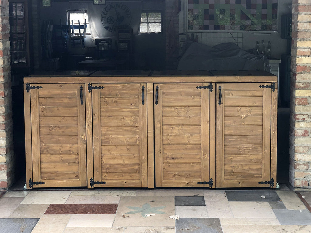 Contenitore Per Bidoni Della Spazzatura 120L - Legno Di Abete - Doppia Porta E Coperchio - Foto 1