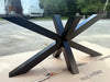 INDUSTRIAL COUNTRY style table with a 7 cm bark-stripped elm top and star-shaped iron base | 200×100×H78 cm