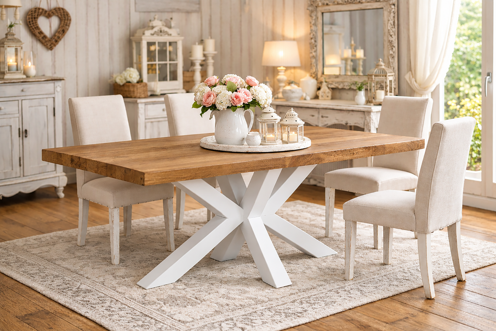 Table Leg for 180–220 cm Tables, Industrial/Modern/Shabby Style, 10×10 cm Tubular Iron, “Star” Design – Code GTFTIS-01