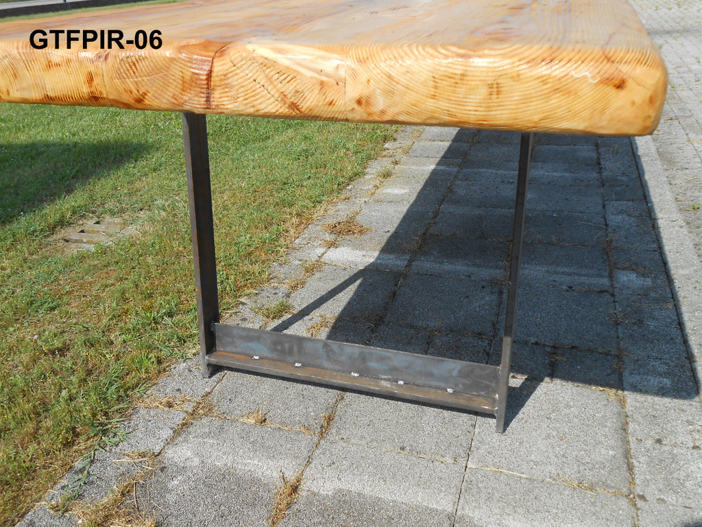 Pair of LONG TABLE LEGS, INDUSTRIAL style, in solid reinforced flat iron, 8x1cm section, code GTFPIR-06