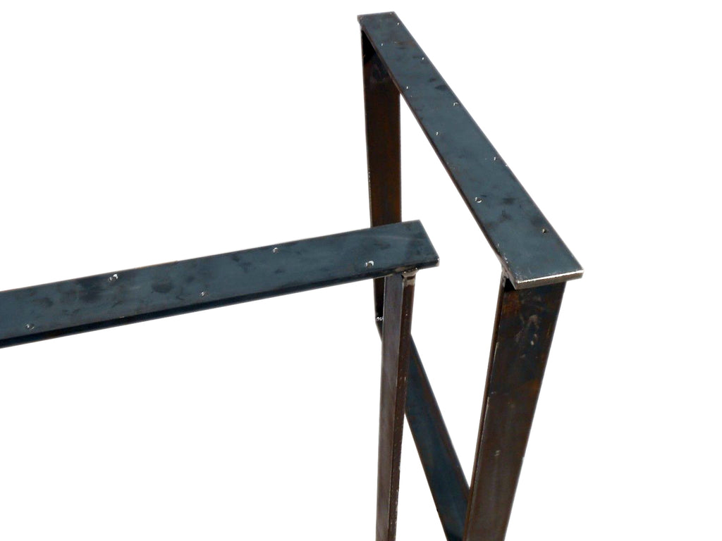 Paar TISCHBEINE im INDUSTRIAL-Stil, Trapezform, aus massivem Flacheisen, Querschnitt 8x1 cm, Art.-Nr. GTFPIT-05