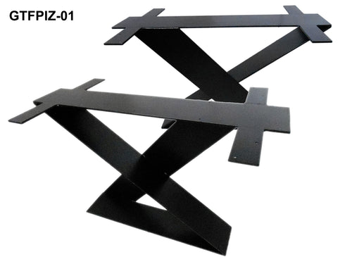 Paar TISCHBEINE aus Flacheisen in skulpturalem Design im INDUSTRIAL-Stil, Querschnitt 20x1 cm GTFPIZ-01